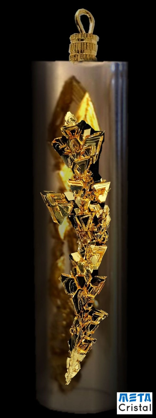 Pendentif cristal d'or & tube de quartz